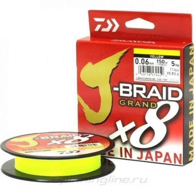 Шнур DAIWA J-BRAID GRAND X8 135М 0,28ММ YELLOW 12790-028RU Шнур DAIWA J-BRAID GRAND X8 135М 0,28ММ YELLOW 12790-028RU