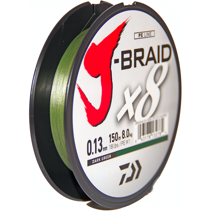 Шнур DAIWA J-Braid X8 0,13мм 150м dark green 12751-013 Шнур DAIWA J-Braid X8 0,13мм 150м dark green 12751-013