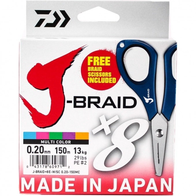 Шнур DAIWA J-Braid X8E-W/SC 0,24мм 150м dark green + ножницы 40002957 Шнур DAIWA J-Braid X8E-W/SC 0,24мм 150м dark green + ножницы 40002957